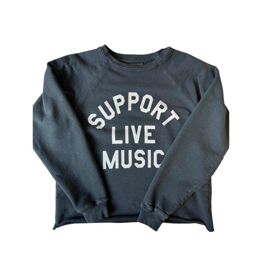 Retrobrand Women's Cotton Black Support Live Music Graphic Sweatshirt Size XS